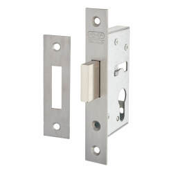 Nemef 9600 Narrow Style Euro Deadlock - 55mm Case - 40mm Backset - Satin Stainless Steel