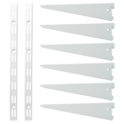 Altro Twin Slot Shelving Kit - 2 x 2000mm Shelf Wall Uprights & 6 x 270mm Shelf Brackets - White