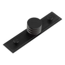Hoxton by Frelan Sturt Grooved Round Cabinet Knob on Stepped Backplate - 30mm Diameter - Black