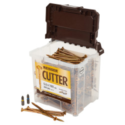 Reisser Cutter Pozi Countersunk Wood Screws Tub - 5.0 x 100mm - Yellow Zinc - Pack of 250