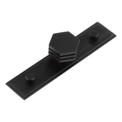 Hoxton by Frelan Nile Hex Cabinet Knob on Stepped Backplate - 30mm Diameter - Black