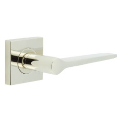 Burlington by Frelan Polished Nickel Fire Rated Door Handles on Square Rose - Knightsbridge Range