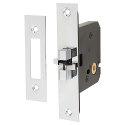 Jedo Sliding Door Bathroom Lock - 76mm Case - 56mm Backset - Polished Chrome