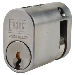 UNION J2X1 Pattern 5 Pin 40mm Oval Single Cylinder - 32 + 8mm - Satin Chrome - Keyed to Differ