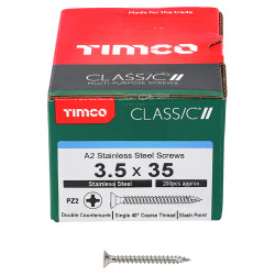 TIMCO Classic Pozi Countersunk Wood Screws - 3.5 x 35mm - A2 Stainless Steel - Pack of 200