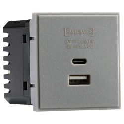 Knightsbridge 1 Gang Type A/C USB Charger Euro Module - 2.25A - Grey