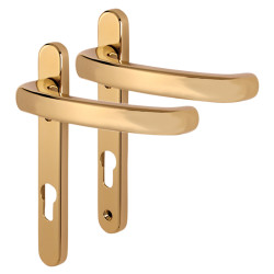 Fab & Fix Windsor uPVC Extended Multipoint Door Handle - 92mm c/c - Hardex Gold