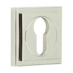 Burlington BUR61 by Frelan Square Escutcheon on Stepped Rose - 52 x 52mm - Euro - Polished Nickel
