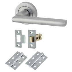 Touchpoint Satin Chrome Latch Door Handles on Rose Pack - Sophia Range