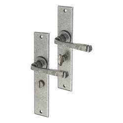 Olde Forge Pewter Bathroom Door Handles - Long Plate - York Range - 241 x 48mm