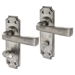 Olde Forge Polished Iron Bathroom Door Handles - York Range - 152 x 48mm