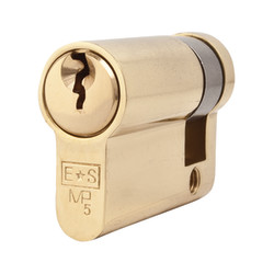 Eurospec 5 Pin 45mm Euro Single Cylinder - 35 + 10mm - Polished Brass - Master Keyed