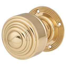 Hampstead Polished Brass Edwardian Stepped Mortice/Rim Door Knob - 60mm Rose Diameter