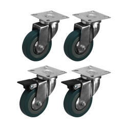 Coldene Castor - 2 x Swivel, 2 x Swivel Braked - 135kg Max - 75mm Diameter - Grey - Pack of 4