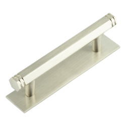 Hoxton by Frelan Nile 15mm Hex T-Bar Cabinet Pull Handle on Plain Backplate - 96mm c/c - Satin Nickel