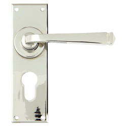 From The Anvil Polished Nickel Euro Lock Door Handles - Avon Range - 152 x 48mm