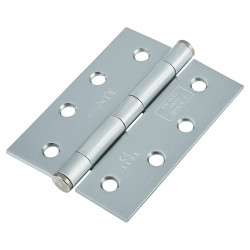 Plain Steel Grade 7 Butt Fire Door Hinge - 102 x 76 x 3mm - Satin Chrome - Pair