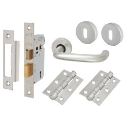 Touchpoint Satin Aluminium 19mm Return to Door 3 Lever Sashlock Door Handles on Rose Pack