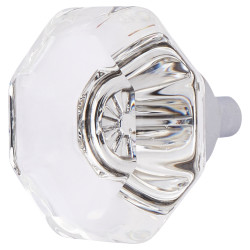 Altro Clear Glass Octagon Cabinet Knob - 32mm Diameter - Polished Chrome