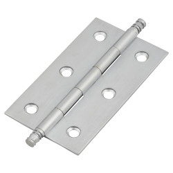 Solid Drawn Finial Butt Cabinet Hinge - 64 x 35 x 1.45mm - Satin Chrome - Pair