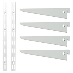 Altro Twin Slot Shelving Kit - 2 x 1000mm Shelf Wall Uprights & 4 x 170mm Shelf Brackets - White