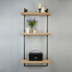 Altro 3/4" 3 Tier Drill Through Pipe Shelf Kit with Hanging Rail - Grey