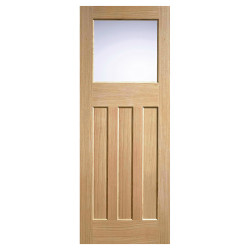 LPD DX 30's 1 Light Frosted Glazed Unfinished Solid Internal Door - 1981 x 762 x 35mm - Oak