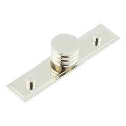 Hoxton by Frelan Sturt Grooved Round Cabinet Knob on Stepped Backplate - 30mm Diameter - Polished Nickel