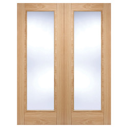 LPD Vancouver Clear Glazed Pre-Finished Internal French Doors - 1981 x 1372 x 40mm - Oak