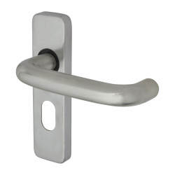 Touchpoint Satin Aluminium 19mm Return to Door Oval Lock Door Handles - Puma Range - 155 x 40mm