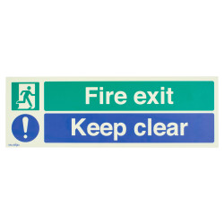 Altro Photoluminescent Fire Exit Keep Clear Sign - 450 x 150mm - Rigid Plastic