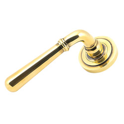From The Anvil Aged Brass Door Handles on Round Art Deco Rose - Newbury Range