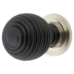 From The Anvil Beehive Ball Cabinet Knob - 38mm Diameter - Ebony - Polished Nickel Rose