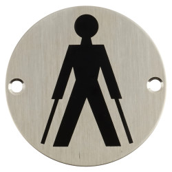 Altro Ambulant Toilet Door Sign - 75mm Diameter - Satin Stainless Steel