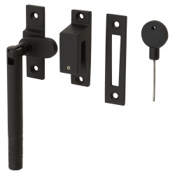 Hampstead Willow Knurled Locking Mortice & Hook Plate Window Fastener - Reversible - Matt Black
