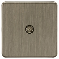 Knightsbridge 1 Gang Screwless Flat Plate Non Isolated TV Outlet - Antique Brass