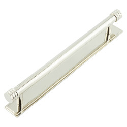Hoxton Frelan Sturt 15mm Reeded T-Bar Cabinet Pull Handle on Stepped Backplate - 224mm c/c - Polished Nickel