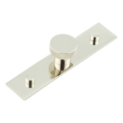 Hoxton by Frelan Wenlock Knurled Round Cabinet Knob on Plain Backplate - 30mm Diameter - Polished Nickel