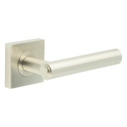 Burlington by Frelan Satin Nickel Fire Rated Door Handles on Square Rose - Richmond Range