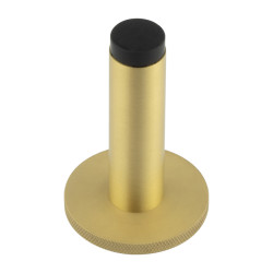 Burlington by Frelan Plain Projection Door Stop on Knurled Rose - 76mm Projection - Satin Brass