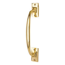 Traditional Light Cast D-Bar Door Pull Handle - Screw Fix - 250mm Centres - Polished Brass