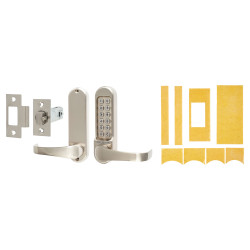 Codelocks CL510 Push Button Code Lock and Tubular Latch with Intumescent - Stainless Steel