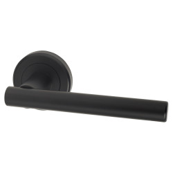 Serozzetta by Carlisle Brass Matt Black Door Handles on Round Rose - Philadelphia Range
