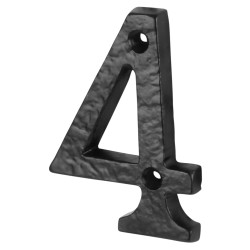 Olde Forge 76mm Screw Fix Door Numeral - 4 - Antique Black Iron