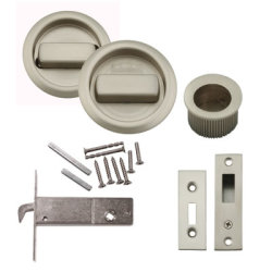 Klug Round Flush Handle Set with Latch - Satin Nickel