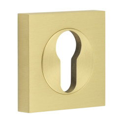 Burlington BUR61 by Frelan Square Escutcheon on Plain Rose - 52 x 52mm - Euro - Satin Brass