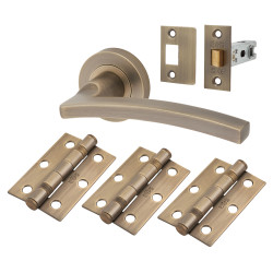 Serozzetta by Carlisle Brass Antique Brass Latch Door Handles on Rose Ultimate Door Pack - Tavira Range
