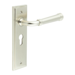 Burlington by Frelan Satin Nickel Fire Rated Euro Lock Door Handles - Highgate - 200 x 55mm