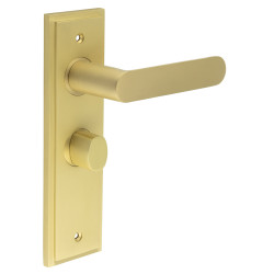 Burlington by Frelan Satin Brass Fire Rated Bathroom Door Handles - Kensington - Inner 2 - 200 x 55mm