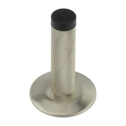 Burlington by Frelan Knurled Projection Door Stop on Chamfered Rose - 76mm Projection - Satin Nickel